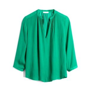 Current Air Maricic Split Neck Blouse Long Sleeves Green Women's Large